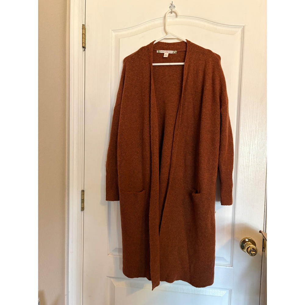 Chelsea & Violet Cardigan Women M Rust Excellent Wool Alpaca Blend Duster Pocket